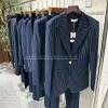 ĐỒNG PHỤC VEST NAM NỮ SỌC KẺ XANH NAVY