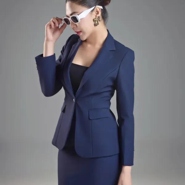 SUITS XANH NAVY CHÂN VÁY WOOL LEN 23